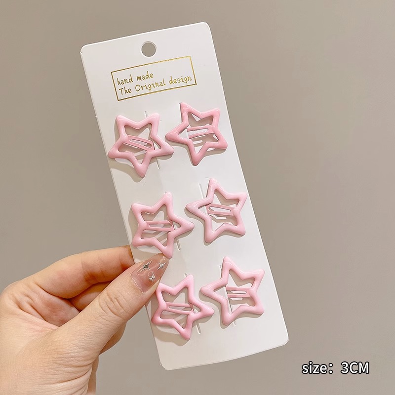 Pinza bb de color dopamina para niños cabello roto estrella de cinco puntas horquilla para niñas que no lastima el cabello, pinza para el cabello con flequillo para bebés, accesorios para el cabello lindos