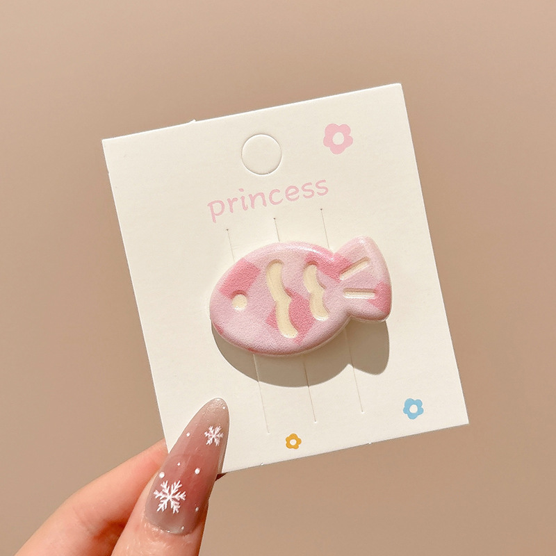 Pequeño pez de color clip para el cabello de la mujer adorable clip para el cabello de pestaña lateral dulce multifacé frente rotura clip para el cabello de boca de pato