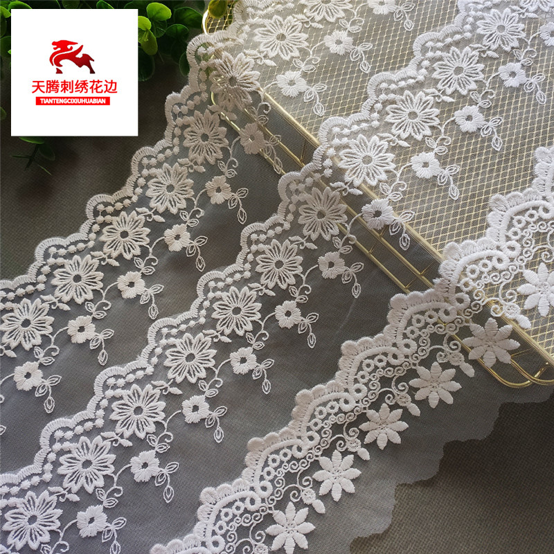 时尚蕾丝网纱花边服装辅料女装裙摆家居网纱刺绣网布天腾厂家批发
