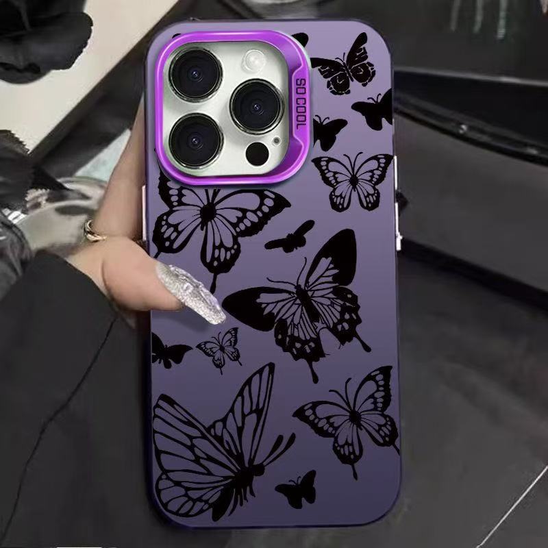 Mariposa negra para iPhone 16 funda para teléfono móvil Apple 15promax/14 anti-caída 13pro12 personalidad 11 mujer