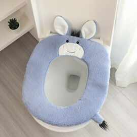 冬季可爱卡通驴马桶坐垫坐便贴坐便器垫子家用粘贴式马桶垫马桶套