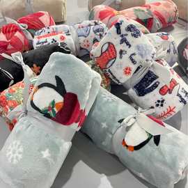 办公室法兰绒毛毯 印花午睡空调毯子 宠物礼品盖毯现货批发膝盖毯