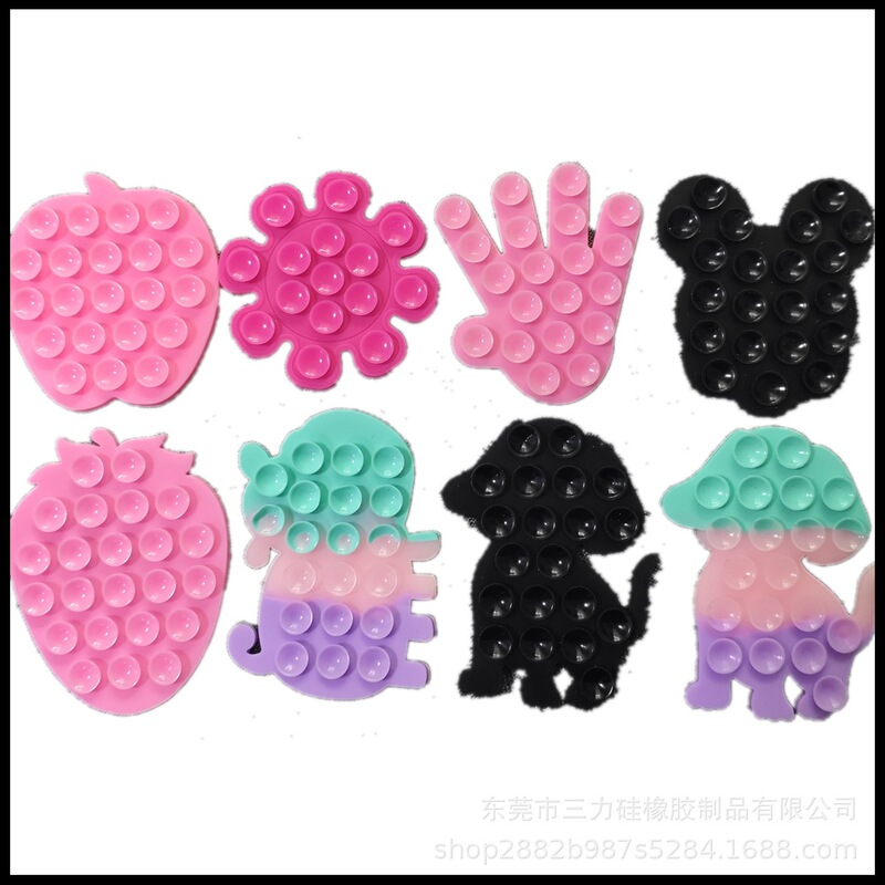 Cross-Border Hot-Selling Mobile Phone Suction Cups: Little Pig Mickey, Palm Dog, Strawberry, Apple Silicone Suction Cups, Mobile Phone Magic Stickers