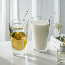 果茶玻璃杯大容量夏天家用简约特调奶茶柠檬茶杯子送吸管外贸批发