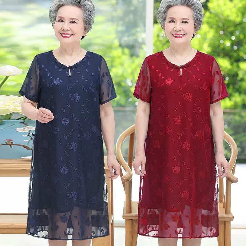 Свободное платье для женщин среднего и пожилого возраста, новое стильное платье средней длины, летнее платье бабушки 60-70 лет