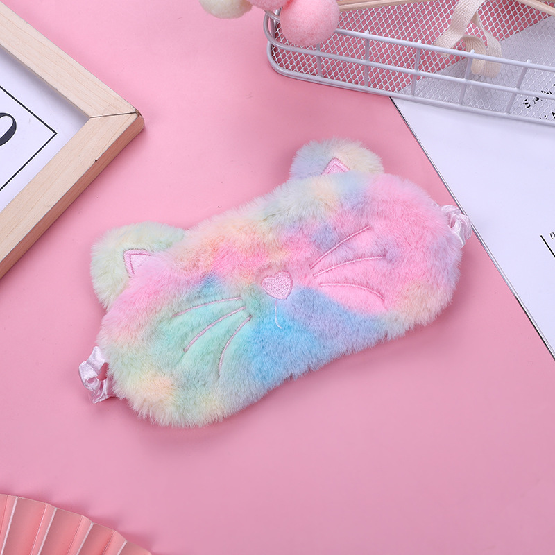 Rosa negro colorido gato felpa máscara de ojo copo de nieve sombreado máscara de ojo colorido gradiente máscara de ojo de dibujos animados