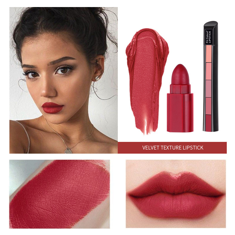 Fit Colors Matte 5-color Lipstick set 5-section matte Velvet brightening Lip gloss Lipstick Application Scenario