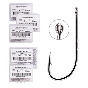 100 Boxed Tide Hooks, Fishing Gear Hooks with Barbed High Carbon Steel Standard Single Hooks, Double Back Thorn Fish Hooks