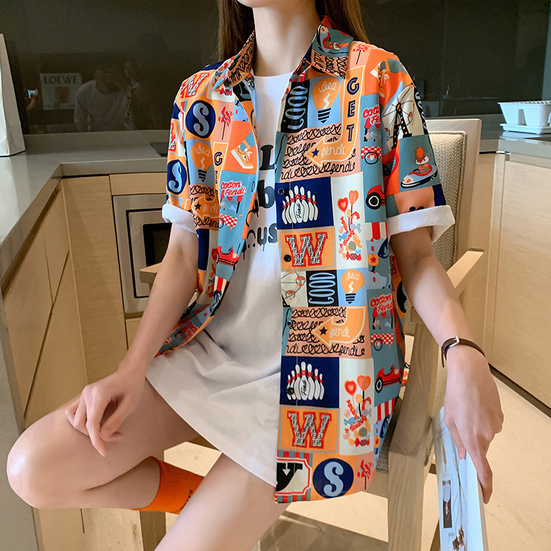 Short-Sleeved Shirt for Women, Summer Wear, 2026 New Korean Style Loose and Versatile Sun Protection Top, Niche Design Floral Shirt