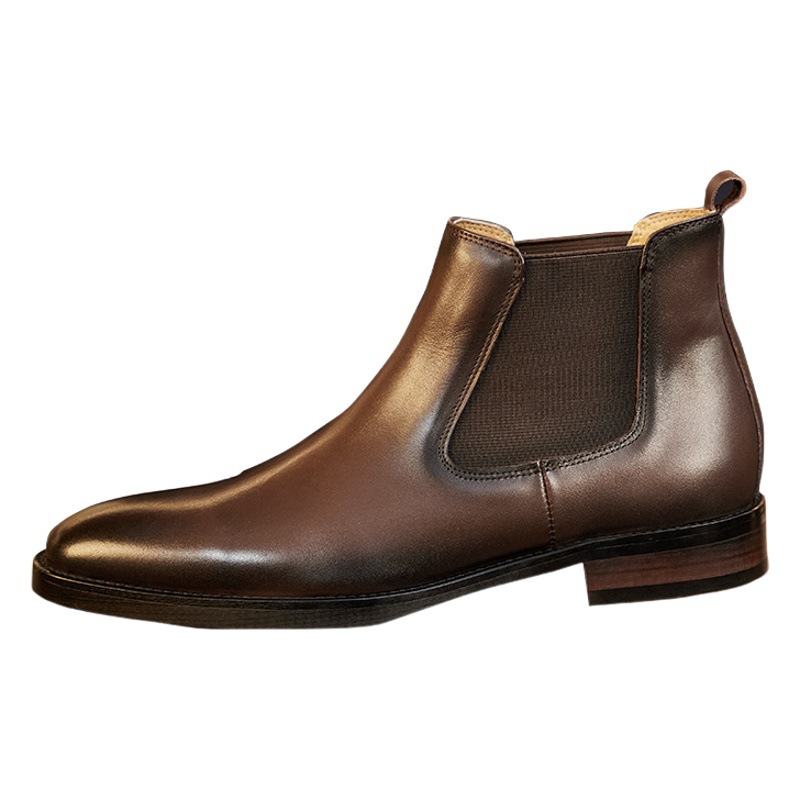 Winter Cross-border British Style Genuine Leather High-top Chelsea Boots Large Dock Layer Cowhide One-step Men's Handmade Ankle Boots