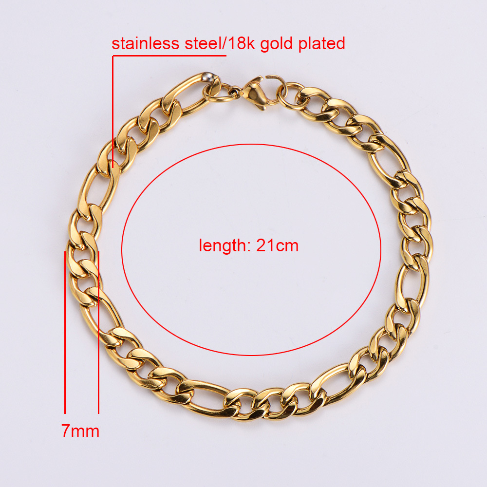 Hip-Hop Geometric 304 Stainless Steel Inlaid Gold No Inlaid 18K Gold Plated Men'S Bracelets display picture 2