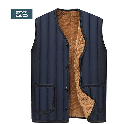 Chaleco de mediana edad y ancianos Chaleco de invierno de los hombres forrado de lana engrosada Chaleco de algodón cálido papá desgaste Chaleco de los hombres más el Tamaño 60