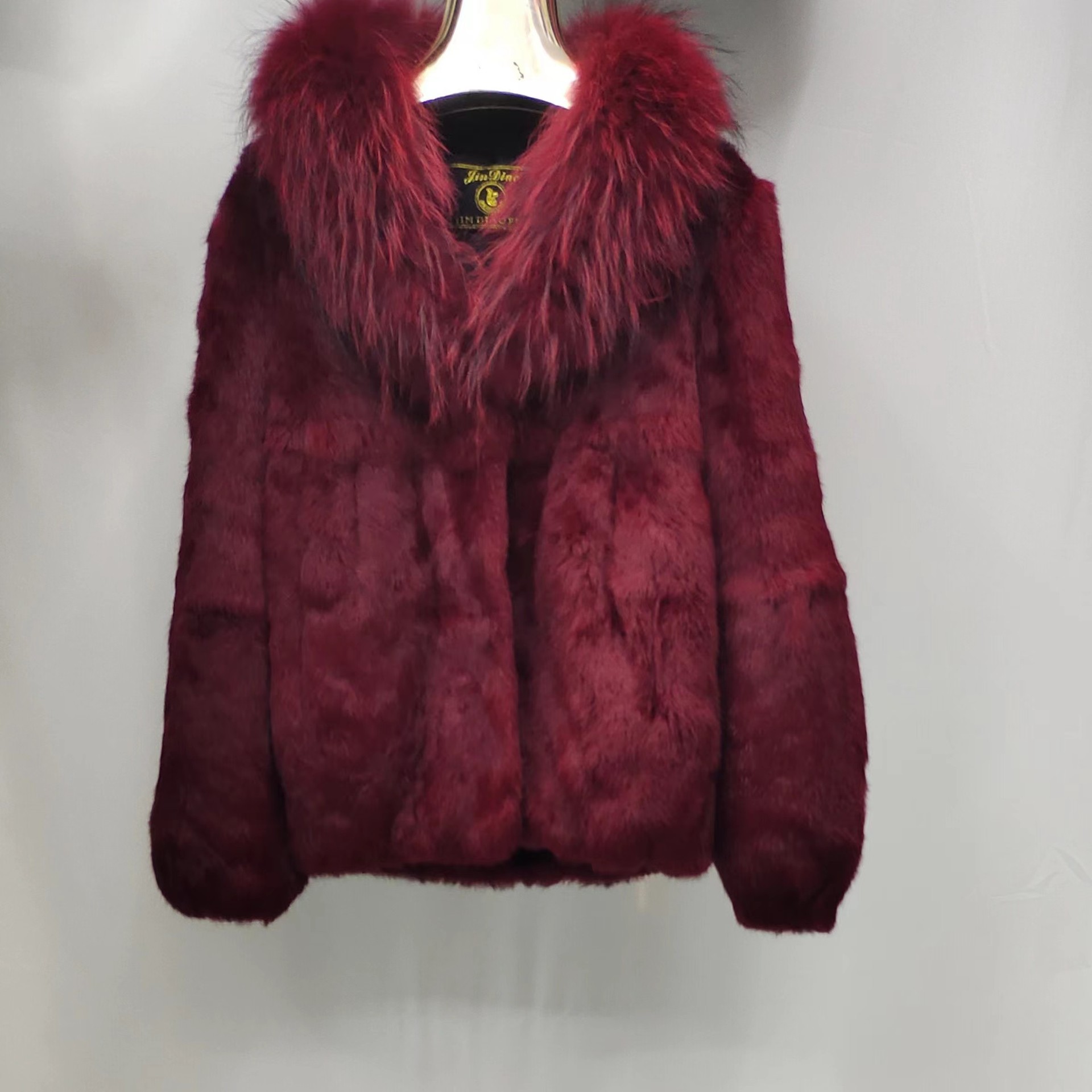 100% Real Rabbit Fur Coat Women Thickened Casual Loose V-neck
