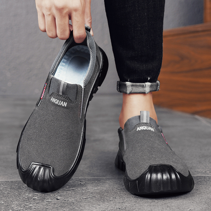 Otoño nuevos zapatos de protección laboral, zapatos de trabajo antideslizantes de suela gruesa, zapatos de trabajo de moda, zapatos casuales para hombres