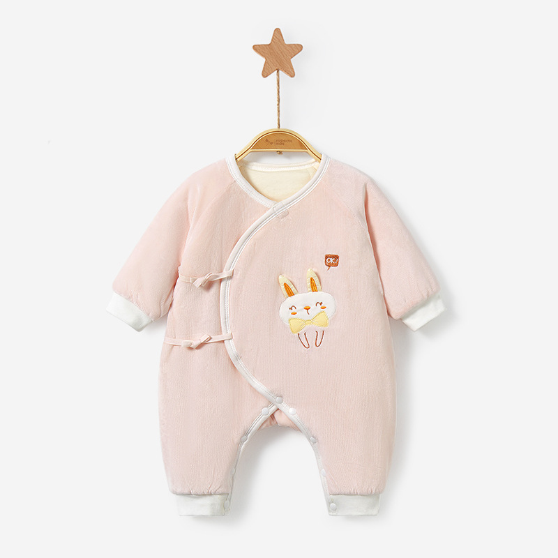 Ropa de bebé recién nacido para otoño e invierno, mono cálido de una pieza con relleno de algodón para niños y niñas, traje de gateo estilo monje, conjunto de otoño para bebé.