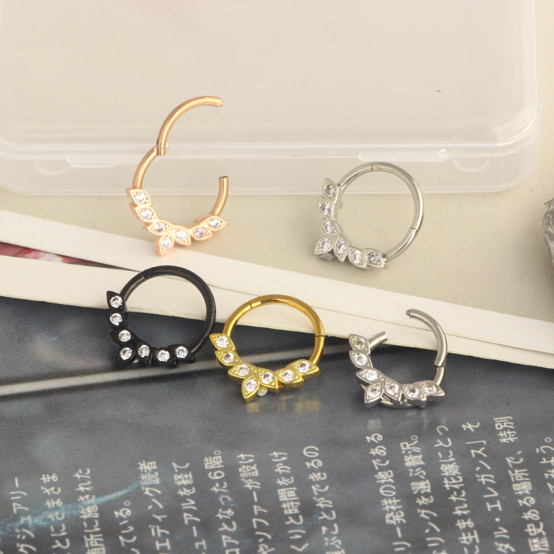 Personalized Star Nose Ring Nose Clip Ear Cartilage Piercing Jewelry Rose Gold 1.2x10mm Stainless Steel detail image 10