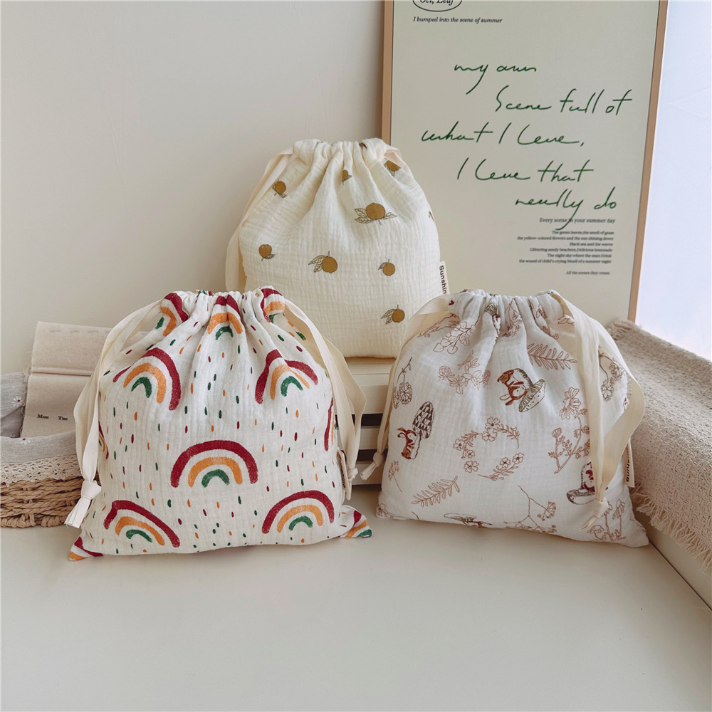 Bolsa de cordón de gasa de algodón de suministro transfronterizo bolsa de almacenamiento de viaje en el hogar bolsa de almacenamiento de clasificación de artículos diversos bolsa de algodón lote directo de fábrica