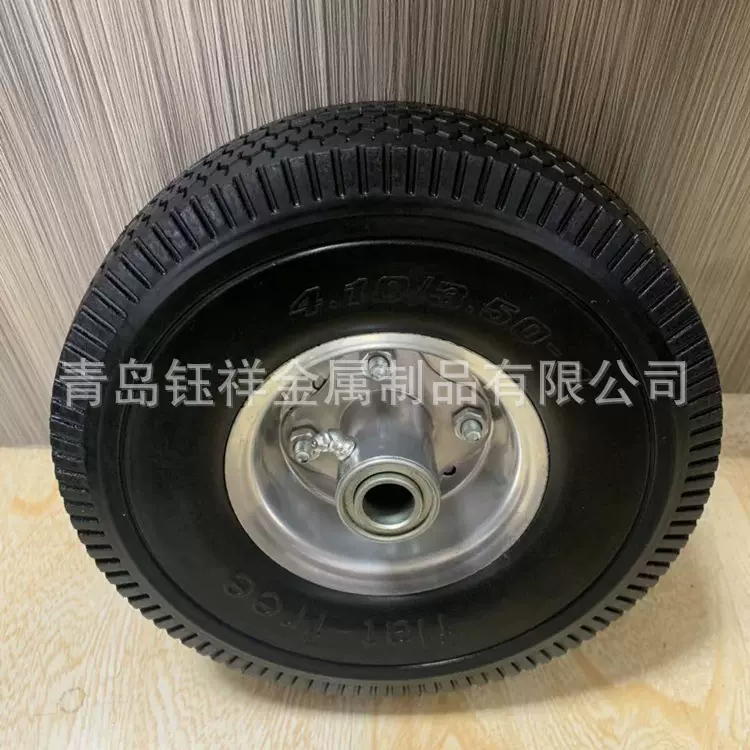 源头工厂10寸3.50-4PU聚氨酯发泡轮防刺穿免充气货仓车手推车轮胎
