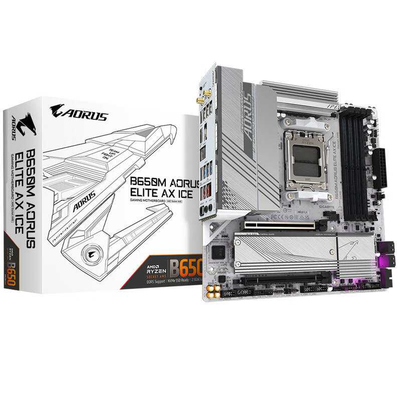 Gigabyte B650M Aorus Elite Ax Ice Ice Sculpture Motherboard Ddr5 Suitable for Am5 7600X7800X3D