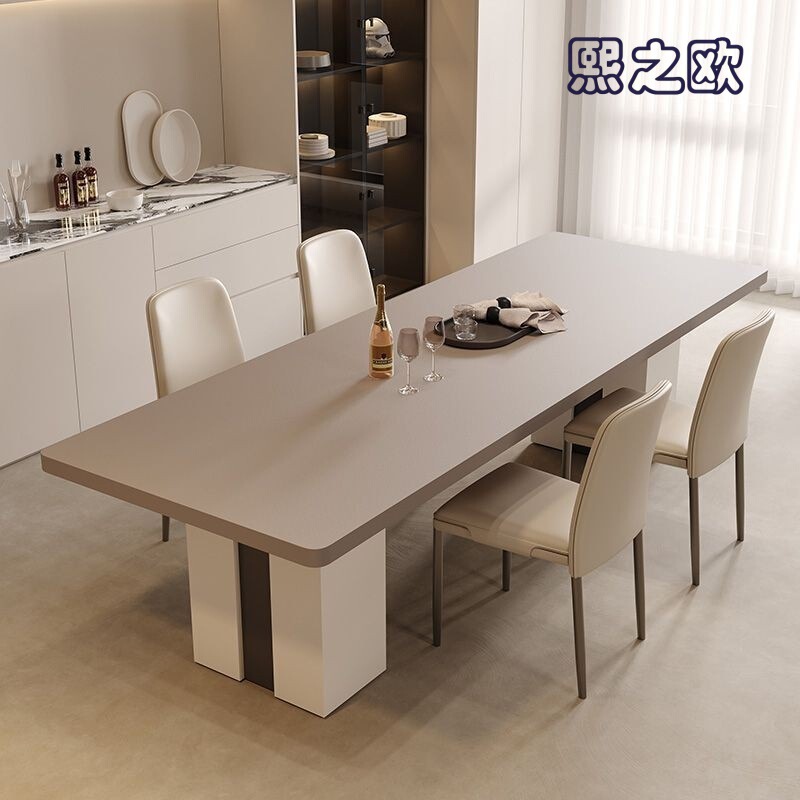 Italian-Style Minimalist Dining Table and Chair Set, Modern and Simple, High Aesthetic Value, Rectangular Slate Table for Small Apartments Italian-Style Minimalist Dining Table and Chair Set, Modern and Simple, High Aesthetic Value, Rectangular Slate Table for Small Apartments