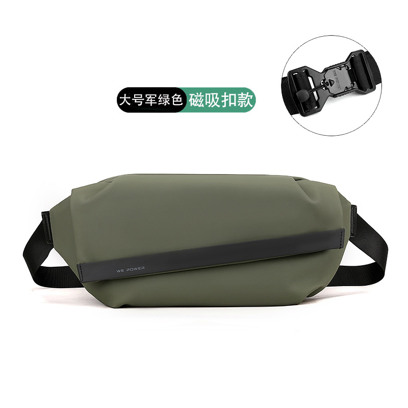 WEPOWER nuevos hombres bolsa de pecho bolsa de mensajero de hombro casual multifuncional de gran capacidad de succión magnética hebilla bolsa de cintura