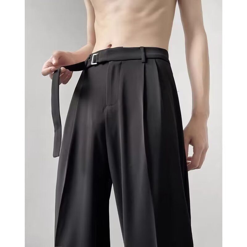 Korean Style Men's Straight Loose Drape Versatile Spring and Autumn Black Suit Pants Wide-Leg Casual Long Pants Hip-Hop