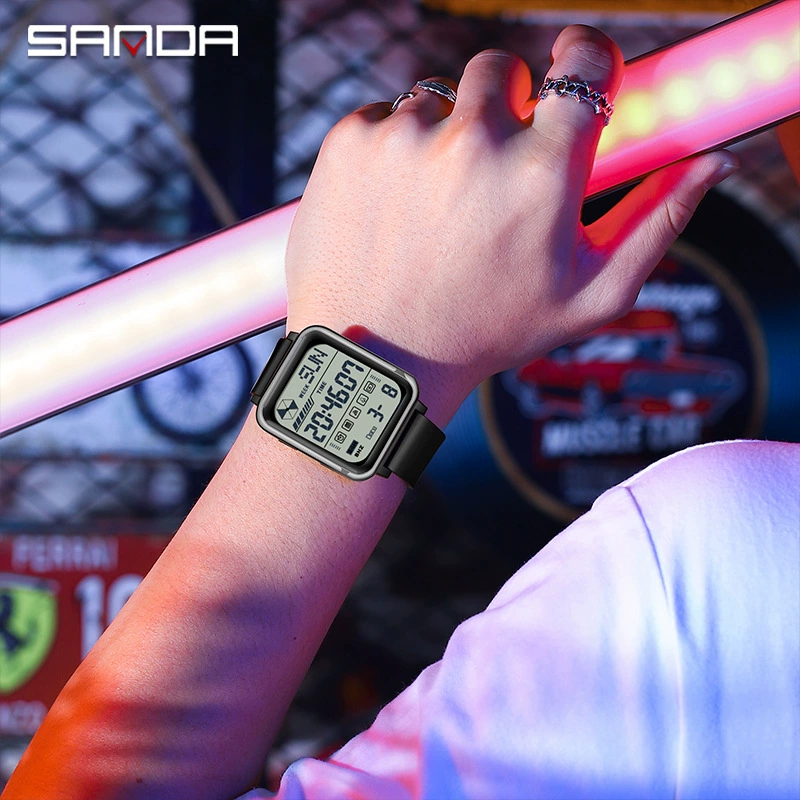 三达 Trend Square Universal Waterproof Men's Watch for Men and Women, Digital Watch