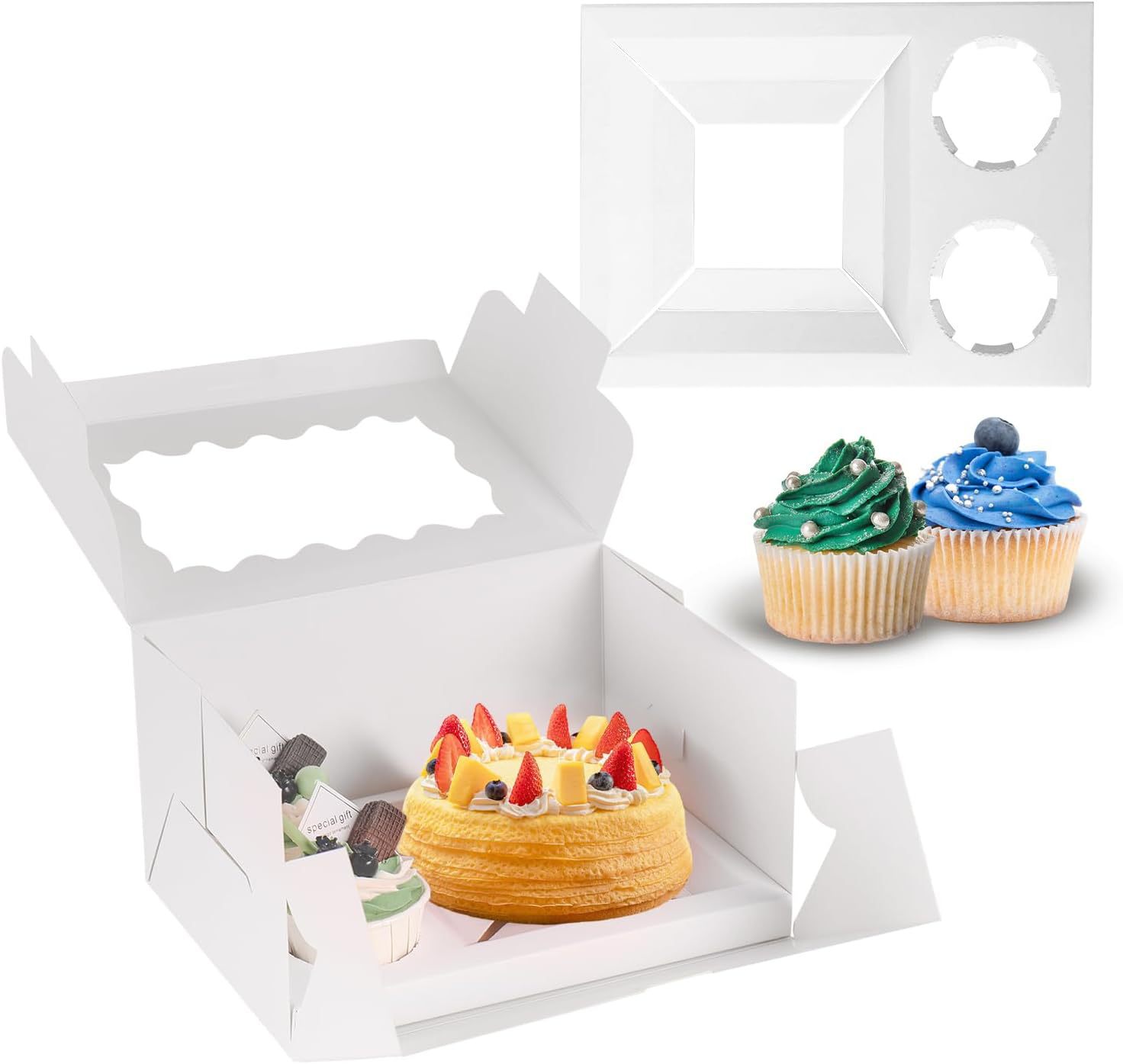 4 tabletas, 5 tabletas, 8 nuevas ventanas, caja de empaque de cupcakes, caja de empaque para hornear Xue Mei Niang, caja de tarta de huevo portátil