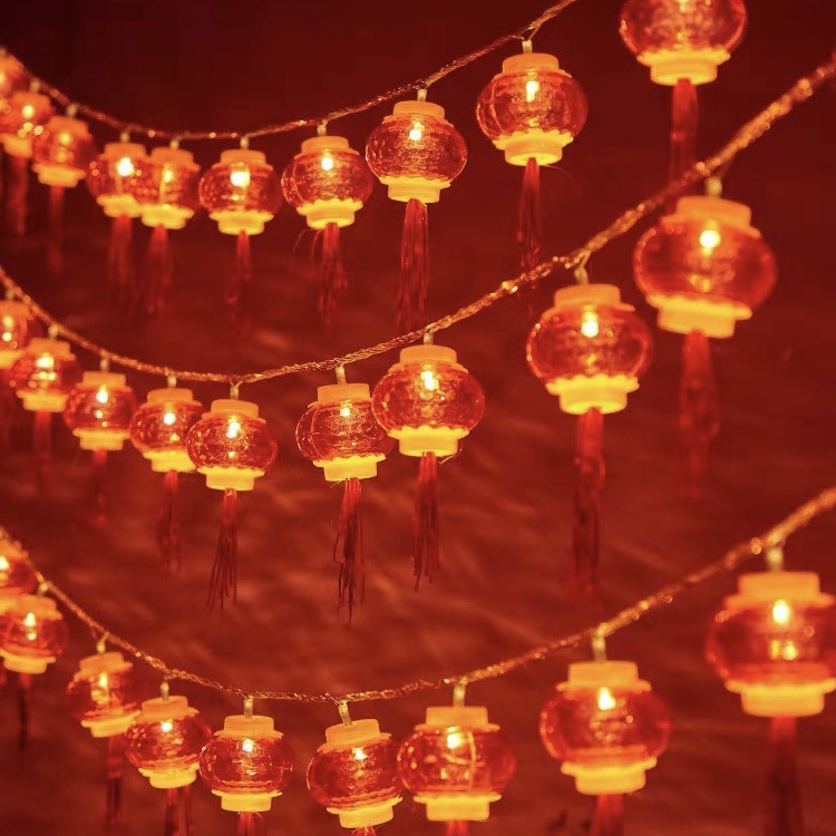 Lámpara de Año Nuevo LED de color frisa cristal linterna roja string China Jiefu caracter balcón del Festival de Primavera lámpara parpadeante festiva