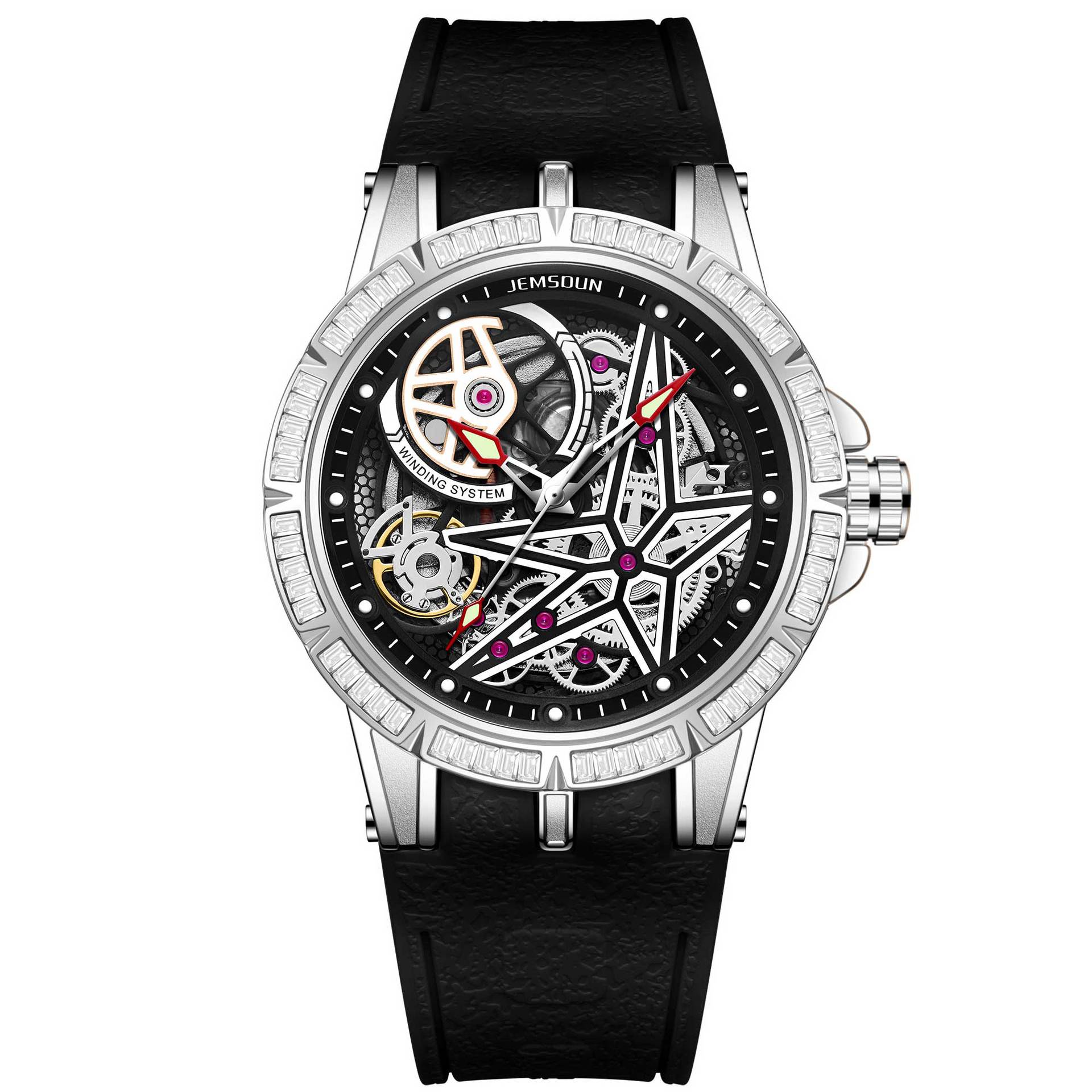 Herren Quarzuhr Mit Regenbogen Edelstein Und Diamant Lünette_voghion.com