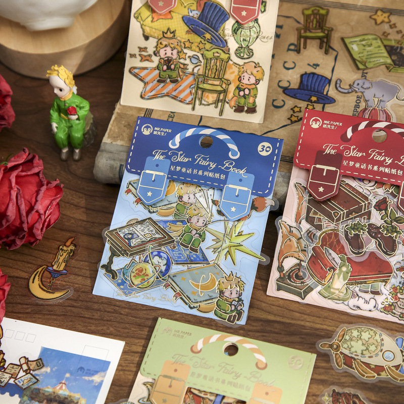 Mr. Paper Cute Rose Theme Sticker Pack Star Dream Fairy Tale Book Series Handbook Material Decoración Sticker Pack