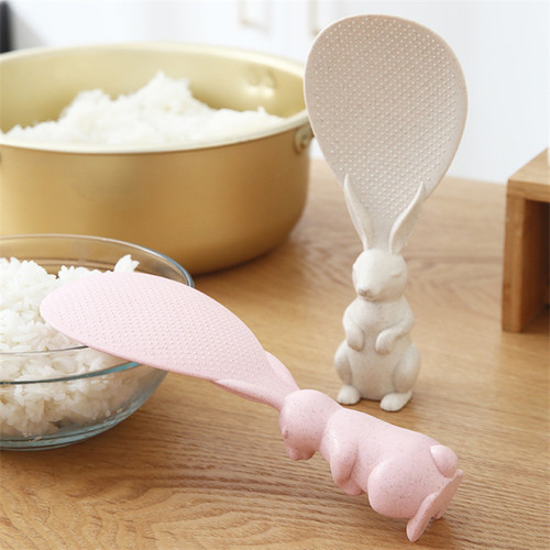 Wheat straw rabbit spoon upright small rabbit rice shovel rice cooker rice serving spoon creative non-stick rice cartoon rice spoon