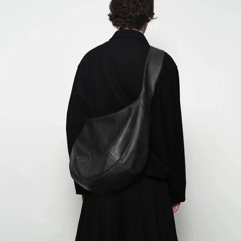 Vintage ins-style casual crossbody bag, large-capacity shoulder tote, washed distressed pleated leather crossbody bag