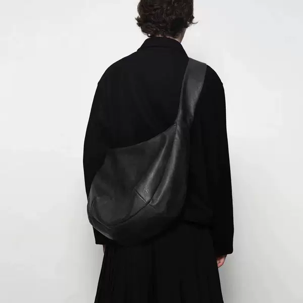 Vintage ins-style casual crossbody bag, large-capacity shoulder tote, washed distressed pleated leather crossbody bag