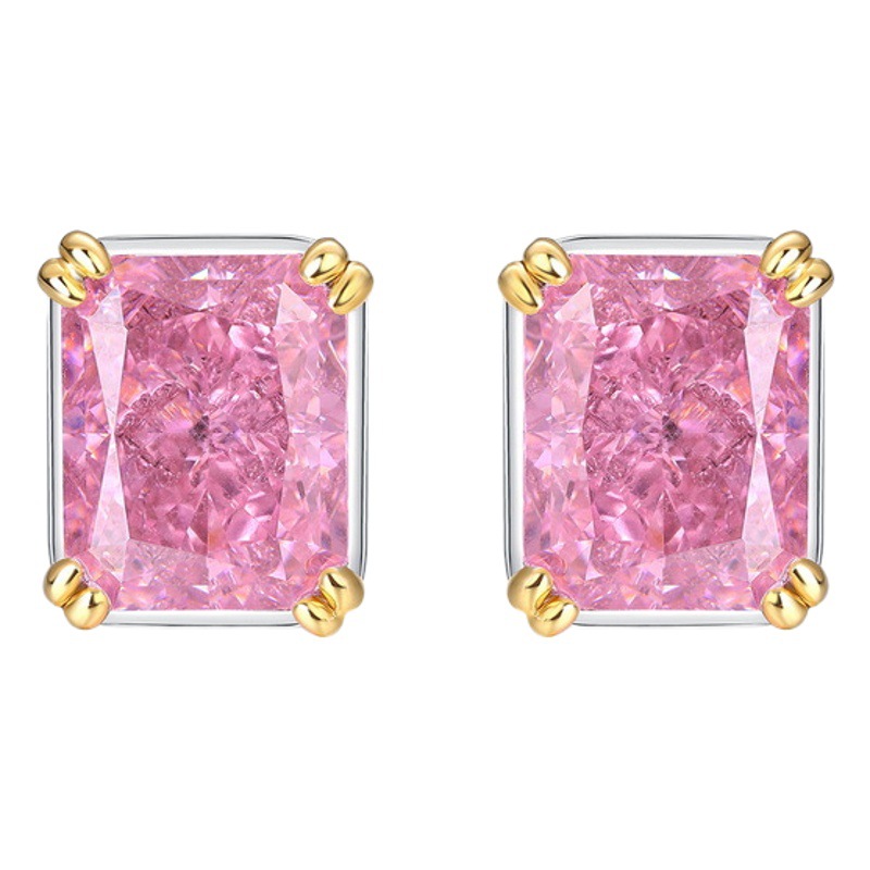 Wilsheng nuevo estilo europeo y americano rosa de alto carbono diamante pendientes alto sentido nicho joyería TikTok vivir dedicado