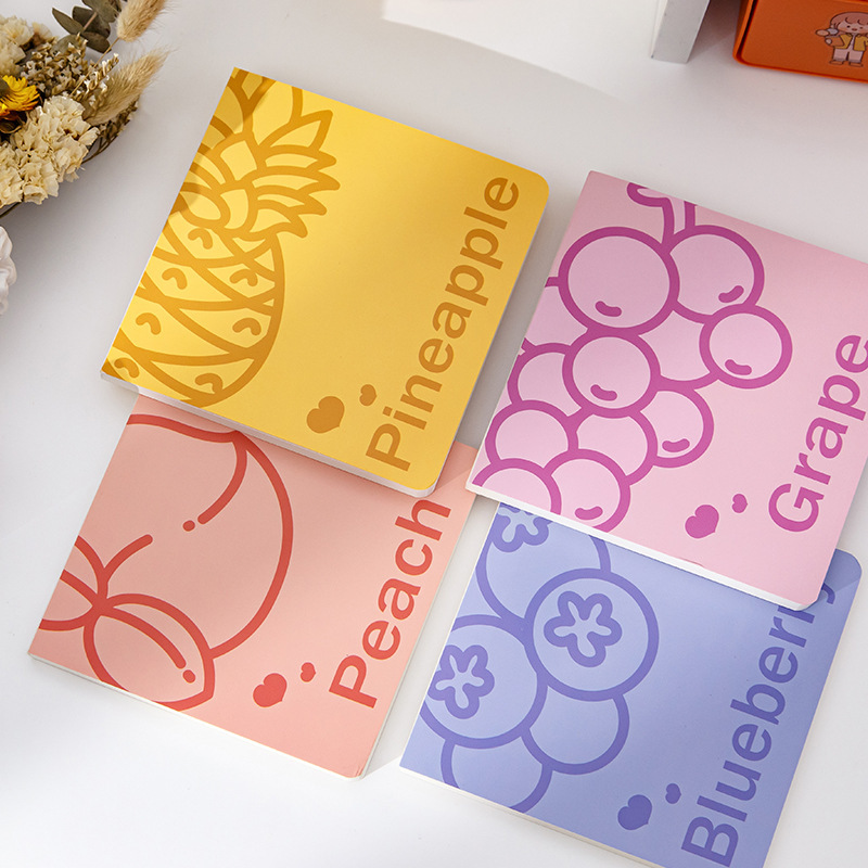Ins-style colorful fruit square thick minimalist grid notebook journal side-flip high-quality diary planner