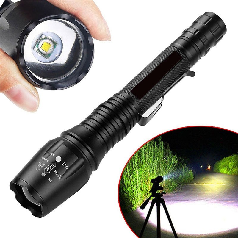 Transfronterizo LED zoom telescópico T6 linterna L2 aleación de aluminio Super brillante al aire libre X7 linterna recargable linterna portátil