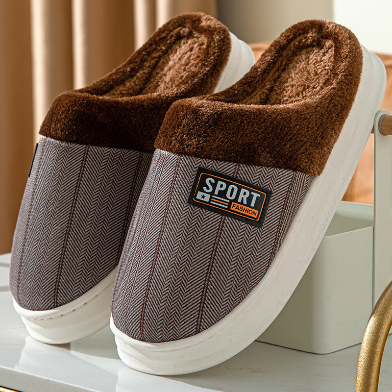 Zapatillas de otoño e invierno al aire libre de los hombres interior espesado 2023 hogar lana forrado Zapatillas de algodón par de las mujeres simples Zapatillas de lana