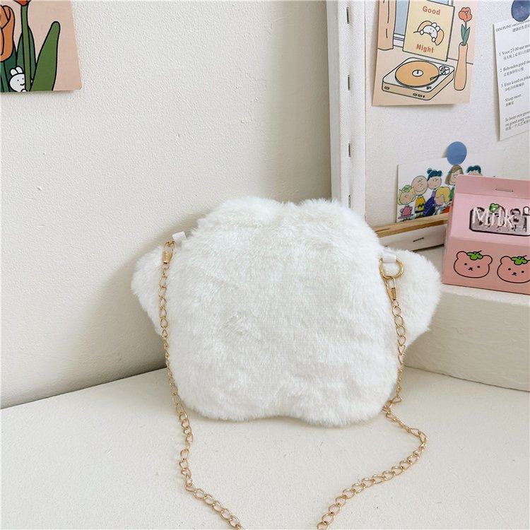 2024 autunno e inverno nuovo stile coreano peloso orso zampa piccola borsa rotonda colore contrasto semplice mini ragazza catena tracolla messenger bag_voghion.com