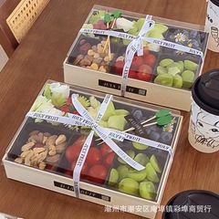 高級6分割フルーツカット包装箱、業務用ティーブレイク生果物と野菜の6分割パッケージ箱、蓋付き