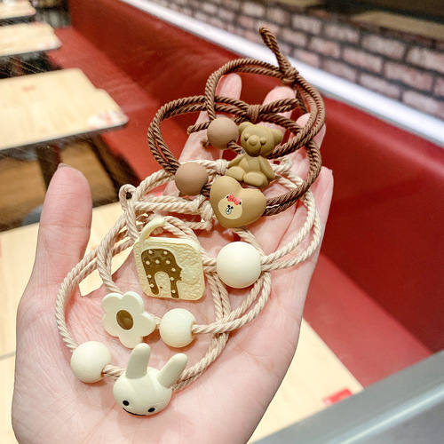 Simple bear headband hairband Korean version cartoon hairband set girls rubber band women's jewelry hair accessories wholesale