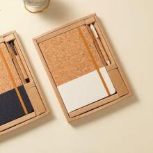 跨境外贸环保软木纹PU拼接记事本松紧带布纹笔记本商务办公笔记本