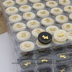 優朵小香可愛風小狗黑色字母紐扣粗花呢大衣毛衣扣子毛衣開衫鈕扣