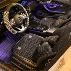 Car seat cushion for all seasons, summer cooling cushion, cotton and linen camellia 2023 new light luxury car seat cushion and seat cover for women