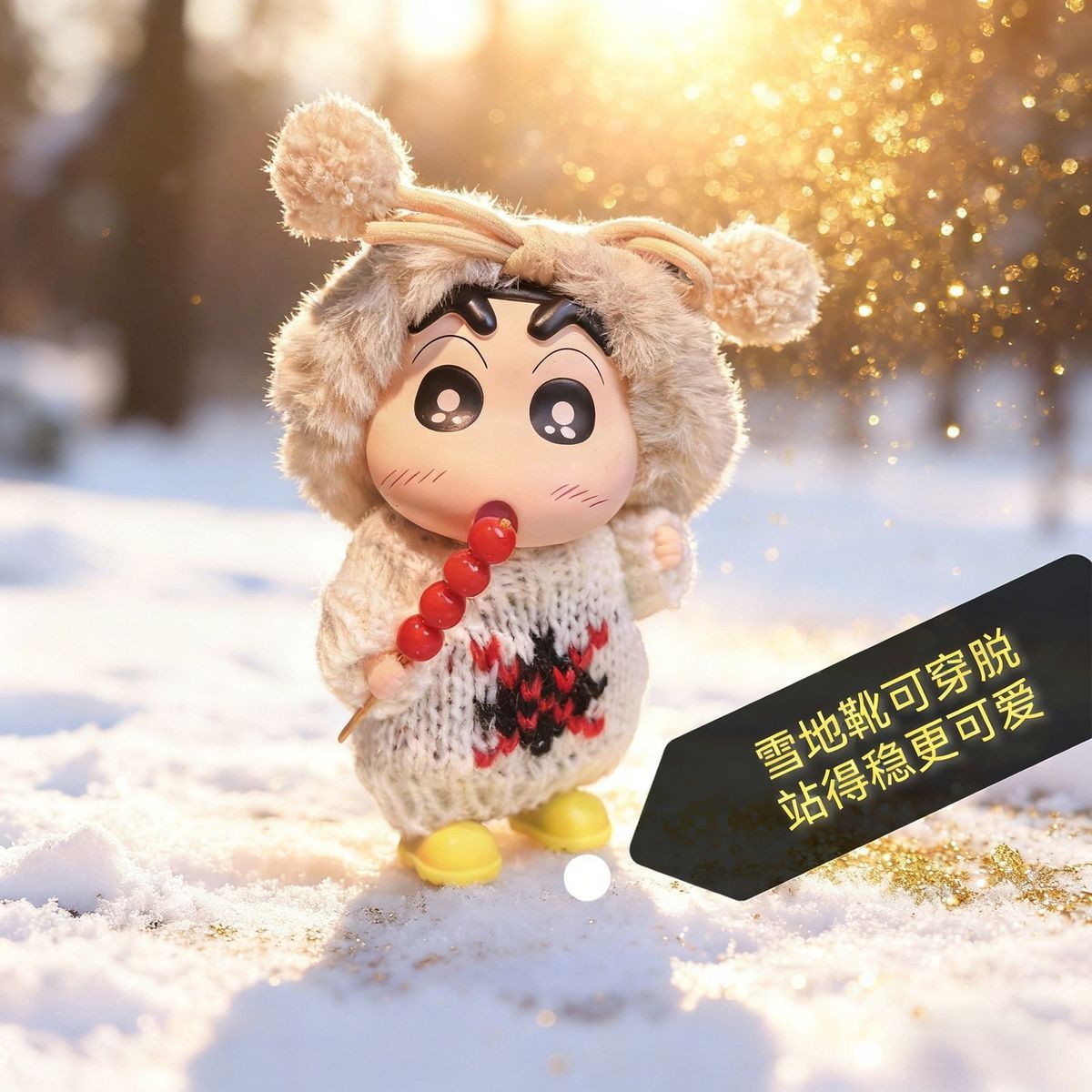 Sweater Snow Boots Crayon Shin-Chan Figurine Candied Hawthorn Blind Box Cute Home Decor Car Toy Trendy Doll Gift