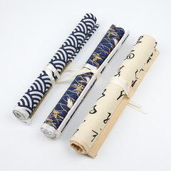 Wholesale canvas brush pen curtain roll brush bag four treasures study kit calligraphy supplies storage watercolor pen roll pen curtain