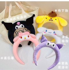 Children's Cartoon Sanrio Melody Cinnamon Dog Face Wash Girl Hairband Plush Wide-Brim Cute Headband