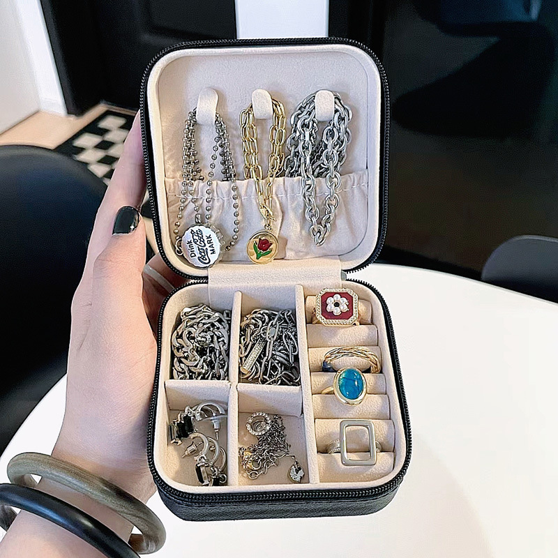 Portable Jewelry Box, Compact Business Trip Storage Box, Exquisite Mini Earrings, Rings, Necklaces, Jewelry Organizing Box