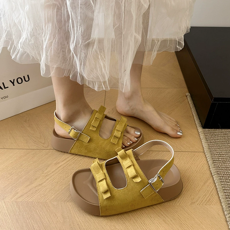 Retro non-slip sandals platform, summer footwear, suitable with a skirt, slide, slippers, french style