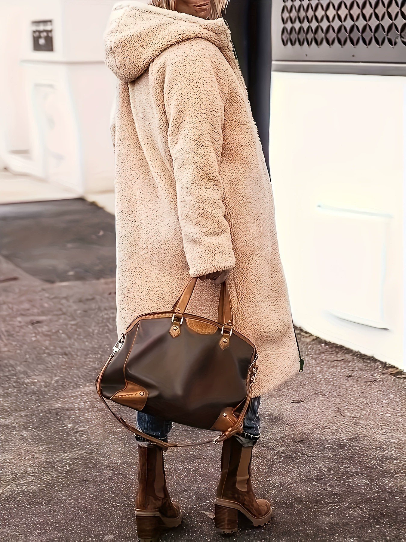 Long fleece keep warm jacket, European style